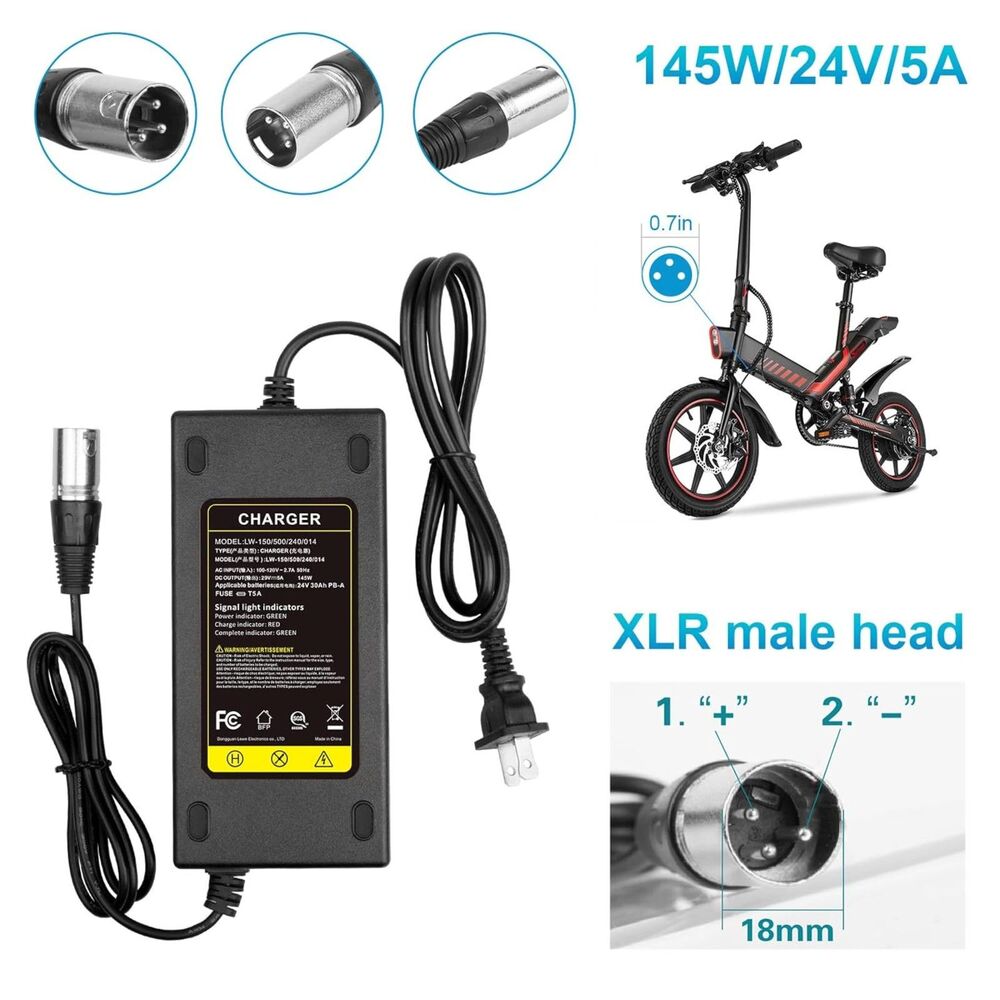 24V 5A 3-Pin Male XLR Battery Charger Jazzy Pride Shoprider Golden Scooter - Picture 5 of 7